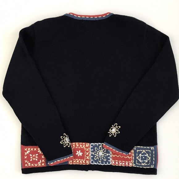 Vintage Y2K Hand Embroidered Zip Cardigan Sweater Med Boho Christopher & Banks - Picture 2 of 15